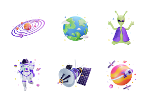 3D Space and Galaxy Illustration Sets