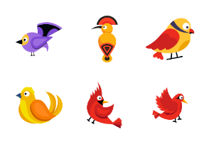 50 Flat Bird Stickers