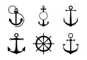 Anchor vector set. seafaring illustration collection. sailor symbol or logo.