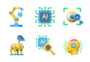 Artificial Intelligence 3D illustration Pack