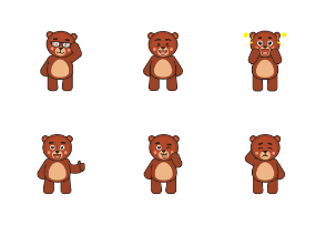 Cute bear characters showing various emotions