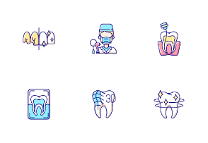 Dentistry icons. Color. Filled