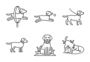 Dog Activities (Editable stroke line)