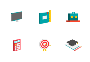 Flat Isometric Education Icons