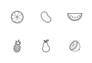 Fruits and vegetables. Linear. Outline