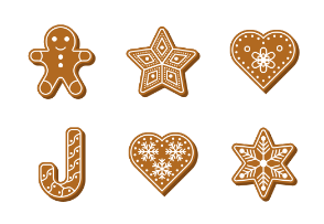 Gingerbread cookies Christmas theme set 1