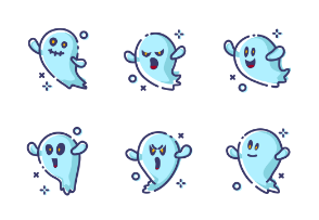 Halloween Ghosts - Emoji set Colored vol.3