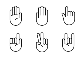 Hand gestures thin line signs