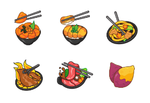 Japanese food collection symbols