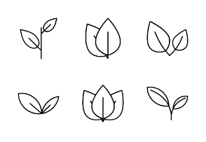 Leaves Thin Line Vector Set