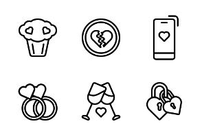 Love set, outline style