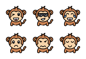 Monkey Emoticon Filled Outline