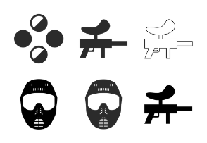 Paintball icons set