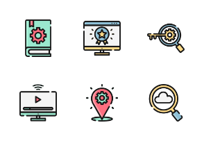 SEO With Outline And Color Iconset