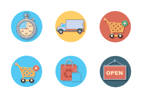 Shopping icons in circle