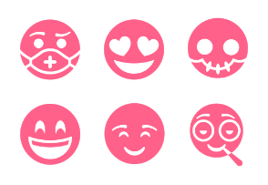 Smileys Emoticons (pink glyph) + with medical mask included