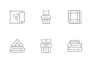 Textile products icons. Linear. Outline