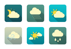Weather Forecast Flat Icons Vector Set