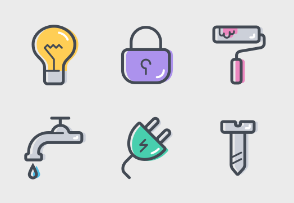 Construction icons colored