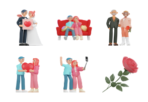 Wedding 3D character and element Illustration
