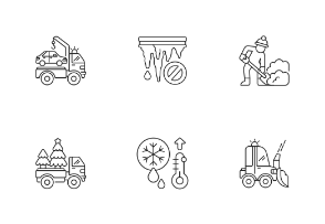 Winter services icons. Linear. Outline