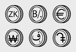 World currency in outline style