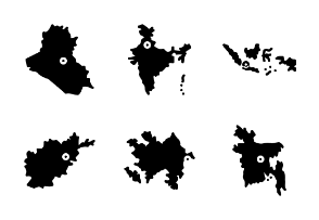 World Map - Asia Region (Glyph)