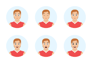 Young, handsome man emoticons. Man avatars showing different facial expressions.